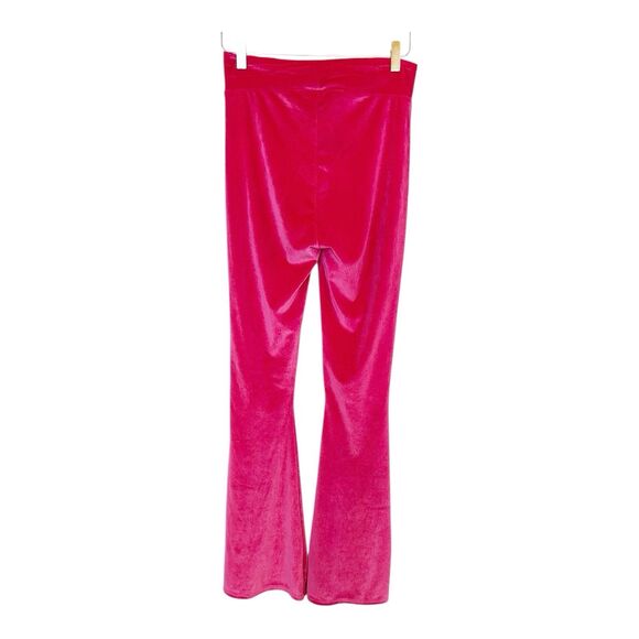 Lucky & Blessed LB Hot Pink Velour Velvet Pull On Bell Bottom Pants S - Picture 3 of 5